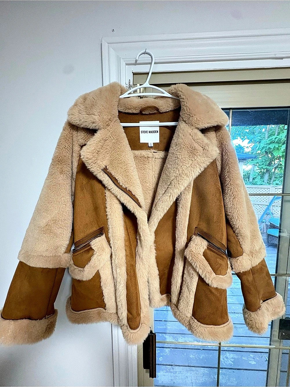 Steve Madden Faux Shearling Teddy Jacket Brown Small